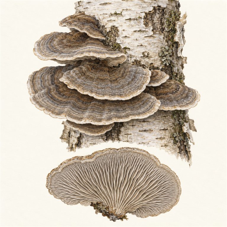 Bjørkemuslingkjuke (Lenzites betulinus)