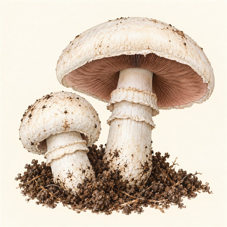 Bysjampinjong (Agaricus bitorquis)
