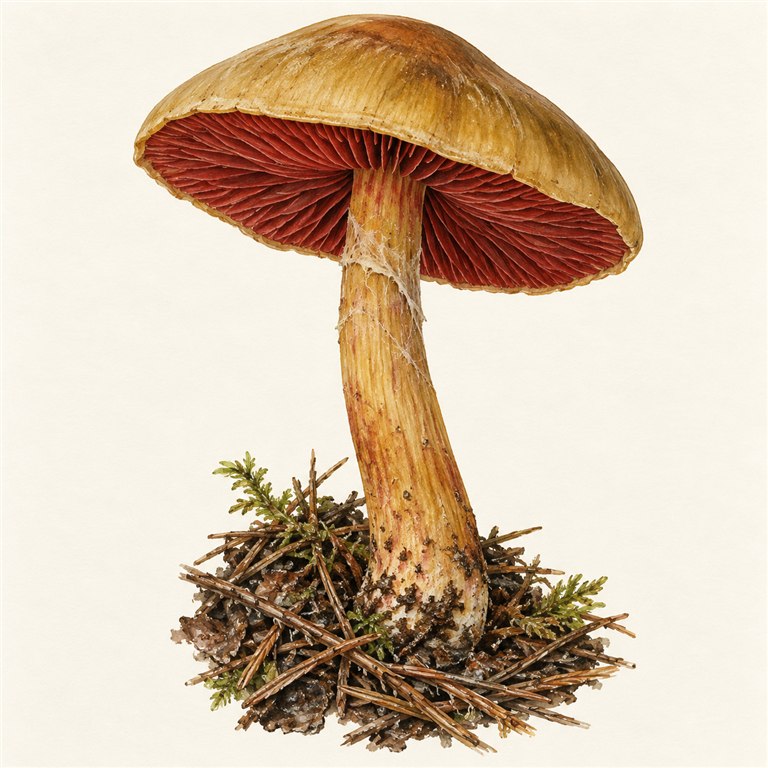 Falsk rødskiveslørsopp (Cortinarius semisanguineus)