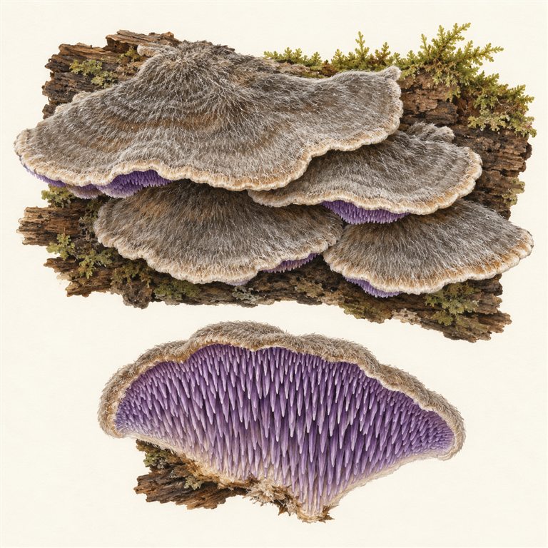 Fiolett tannkjuke (Trichaptum biforme)