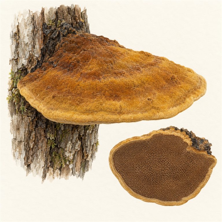 Gulbrun ildkjuke (Phellinus gilvus)