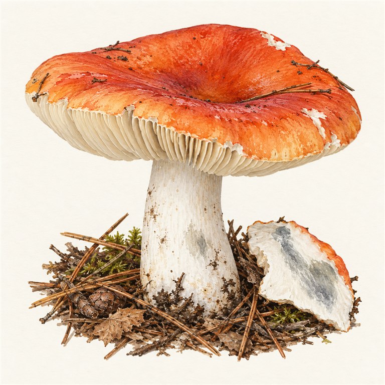 Gulrød kremle (Russula decolorans)