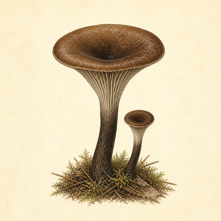 Kaffebrun traktsopp (Pseudoclitocybe cyathiformis)