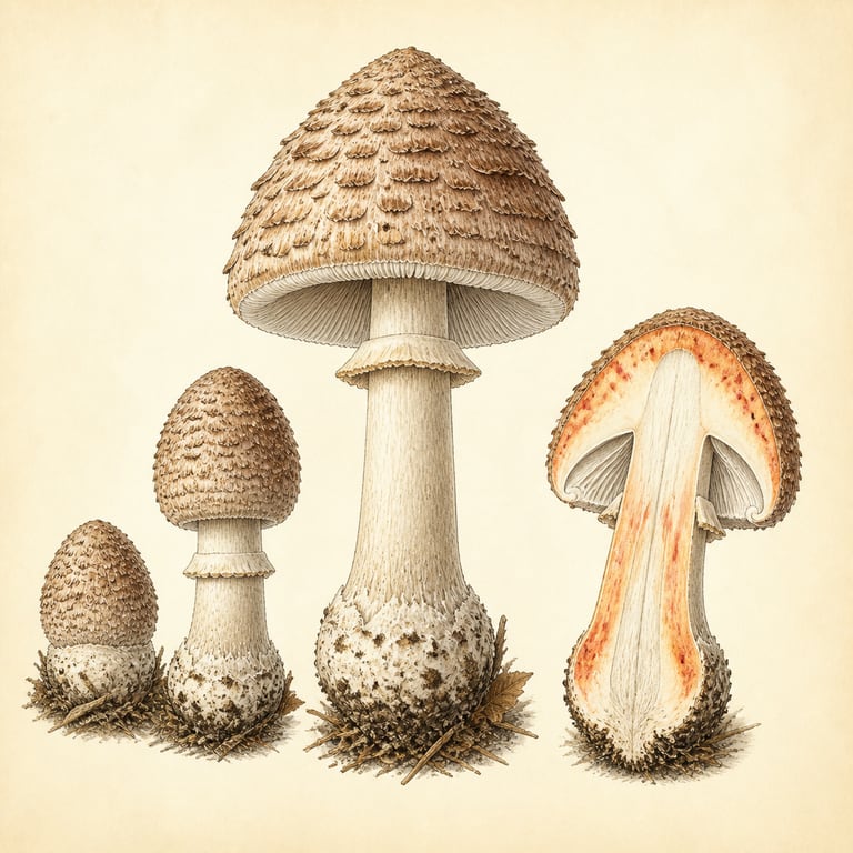 Rødnende parasollsopp (Chlorophyllum rhacodes)