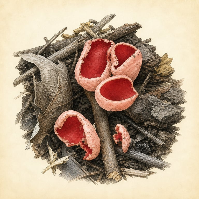 Skarlagen vårbeger (Sarcoscypha austriaca)