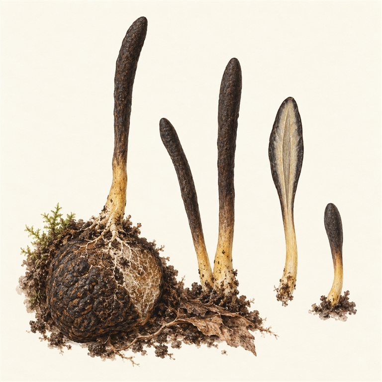 Slank snyltekjuke (Tolypocladium ophioglossoides)