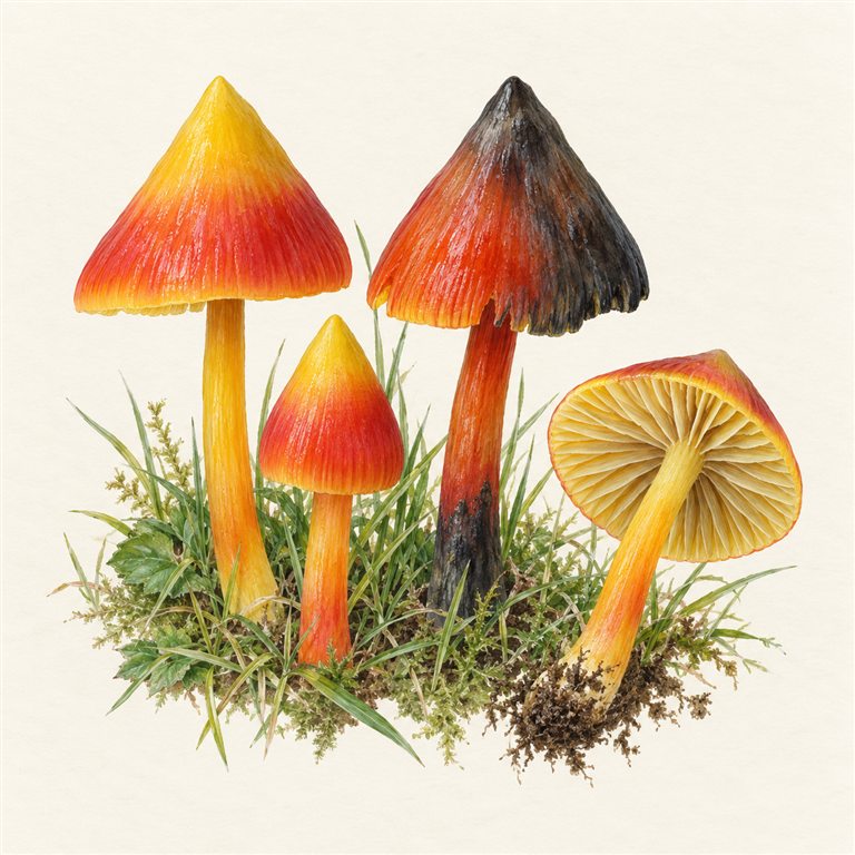 Svartnende vokssopp (Hygrocybe conica)