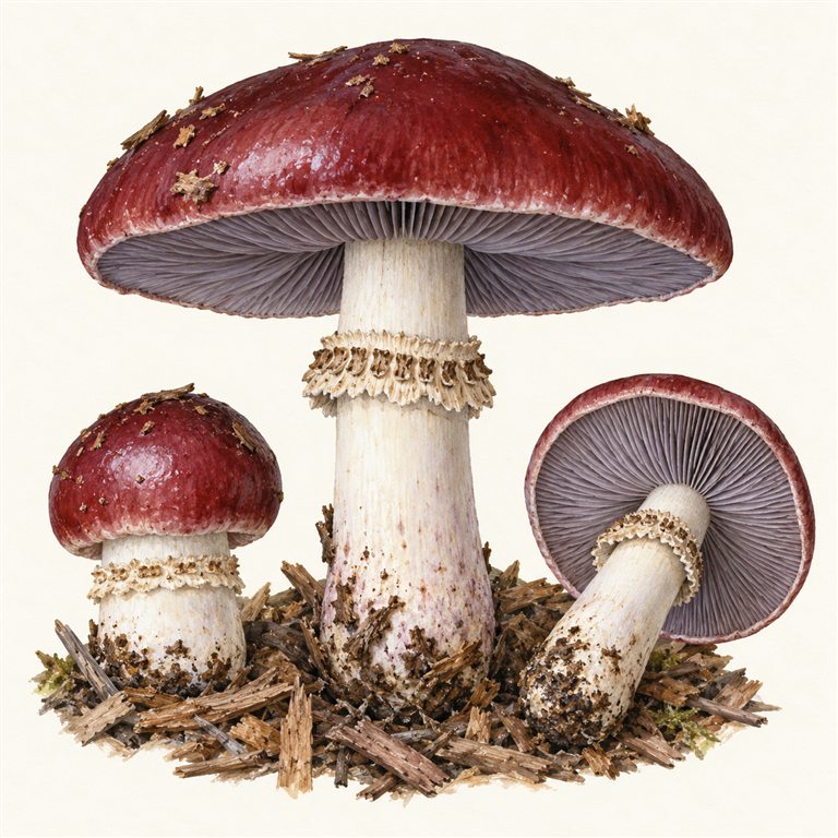 Vinrød stropharia (Stropharia rugosoannulata)